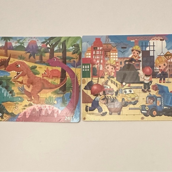 Colorful Kids Puzzle Set - Construction & Dinosaur Themes - Picture 4 of 6